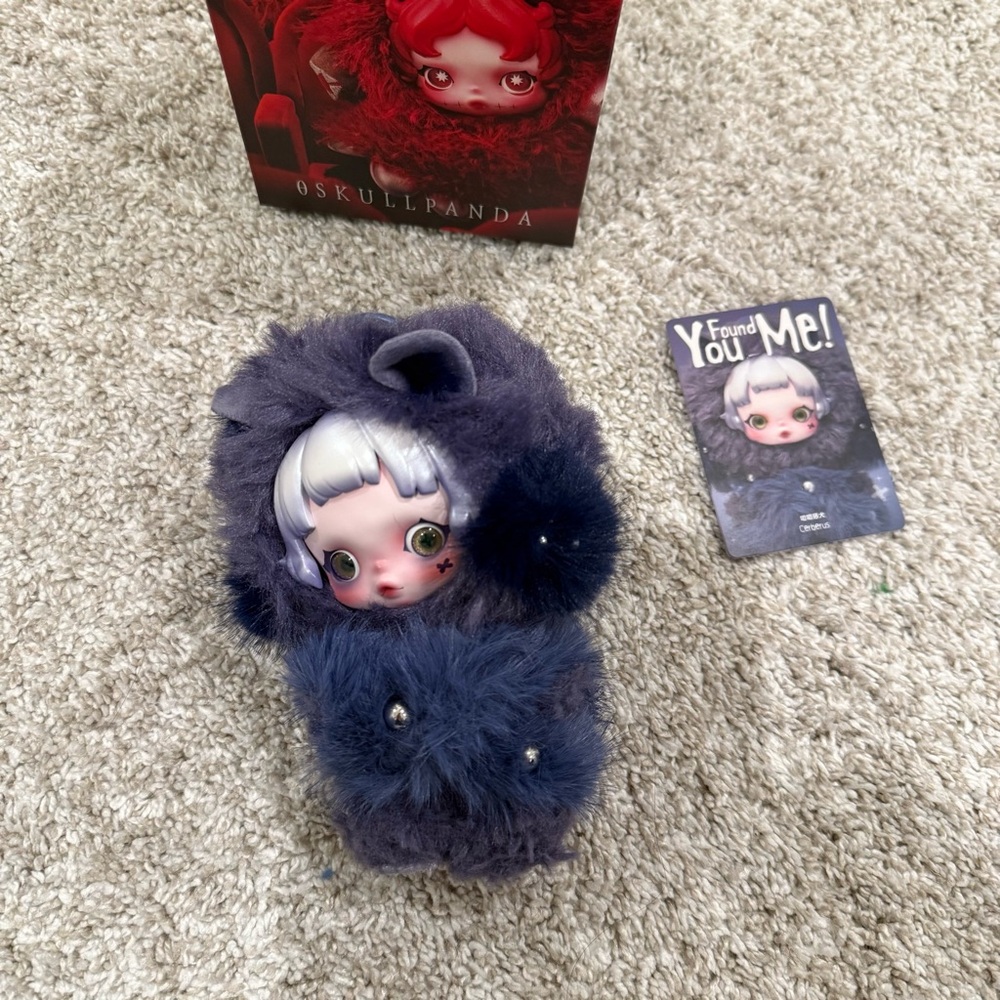 Pop Mart Skullpanda You Found Me! Purple Cerberus Plush Doll Pendant